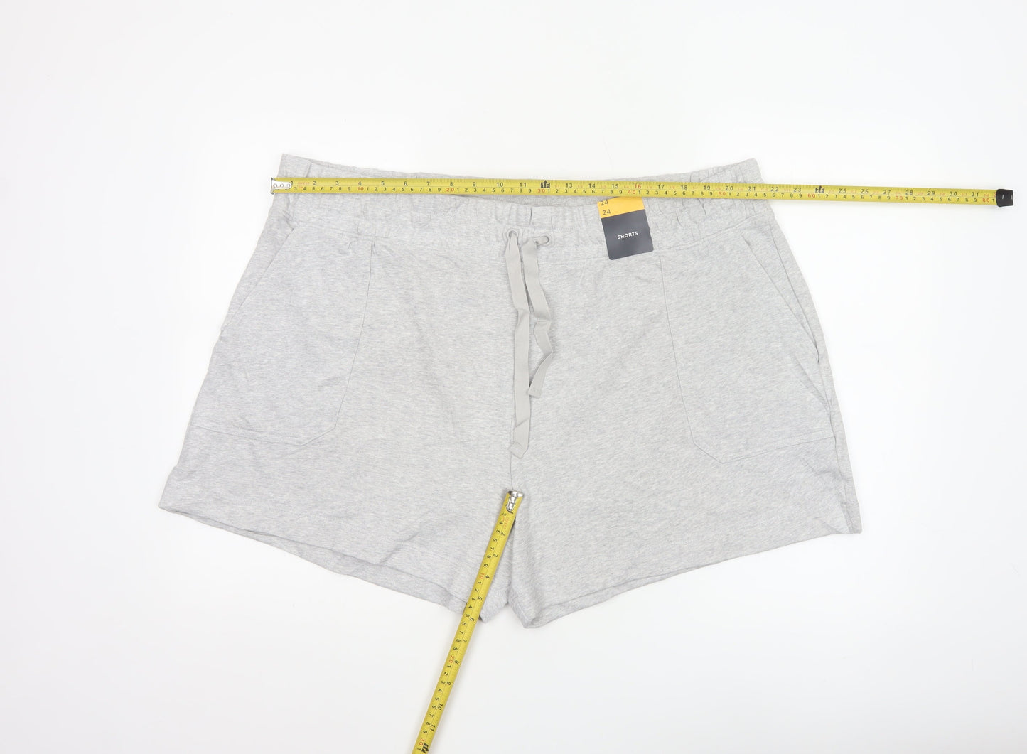 Marks and Spencer Women Grey Size 24 Sweat Shorts Drawstring Jersey