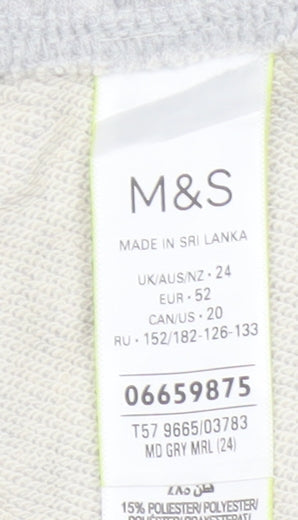 Marks and Spencer Women Grey Size 24 Sweat Shorts Drawstring Jersey
