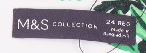 Marks and Spencer Women Green Floral Wide-Leg Trousers Size 24