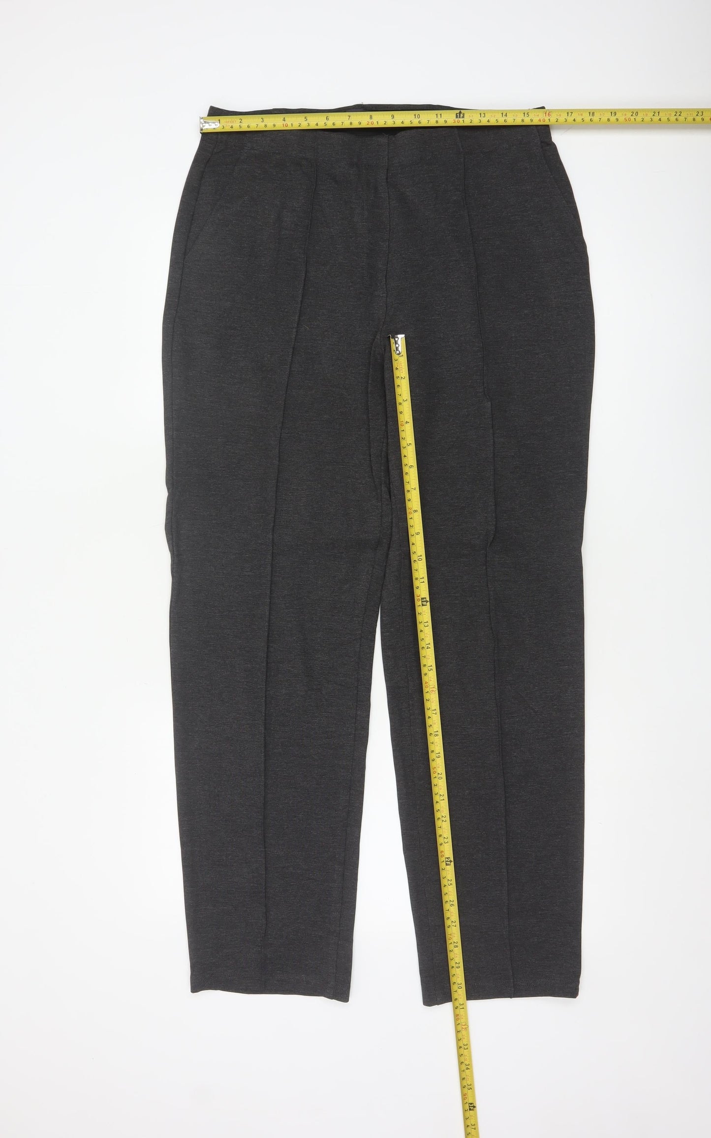 Marks and Spencer Women Charcoal Size 14 Regular Straight Trousers