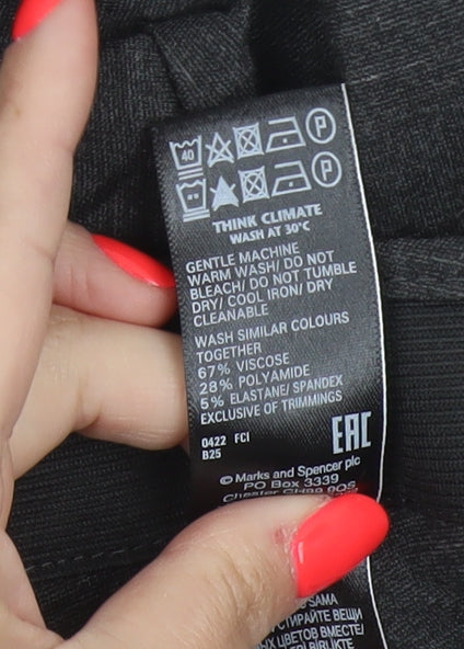 Marks and Spencer Women Charcoal Size 14 Regular Straight Trousers