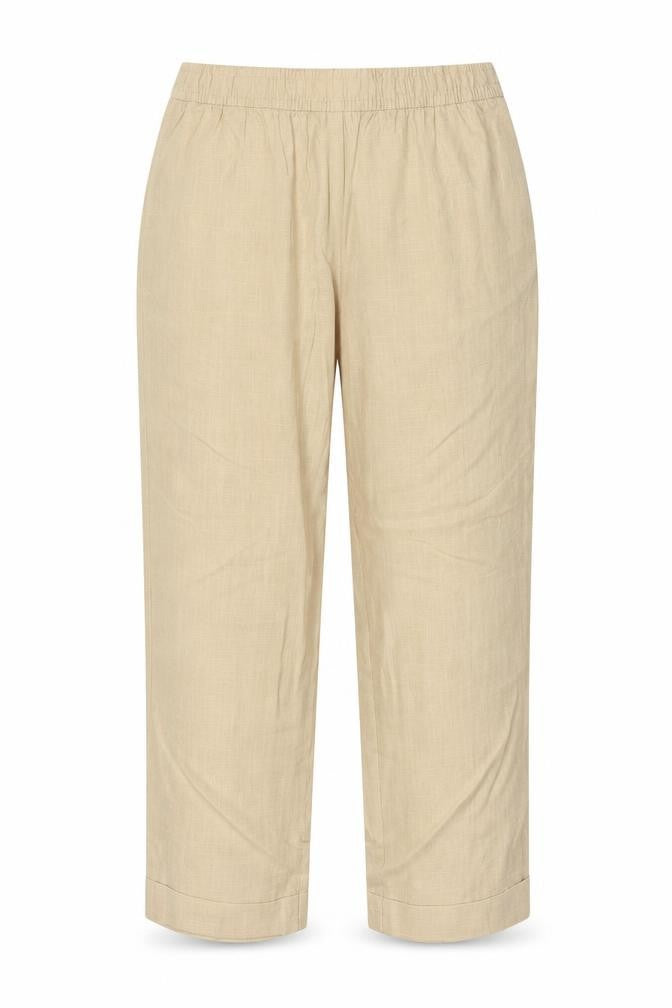 Marks & Spencer Women Beige Linen Blend Trousers Size 18 Regular