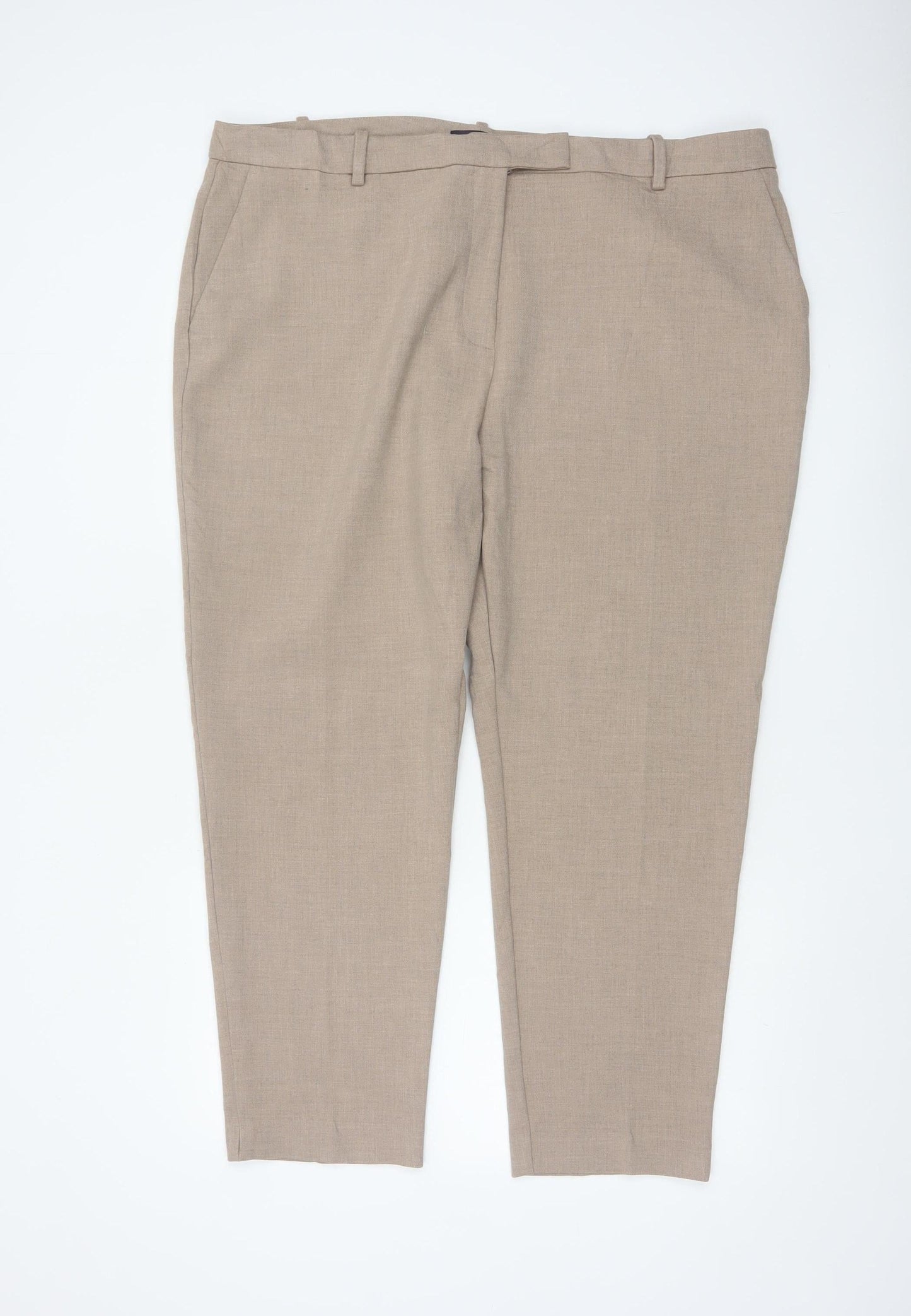 Marks and Spencer Women Beige Regular Length Straight Trousers Size 22