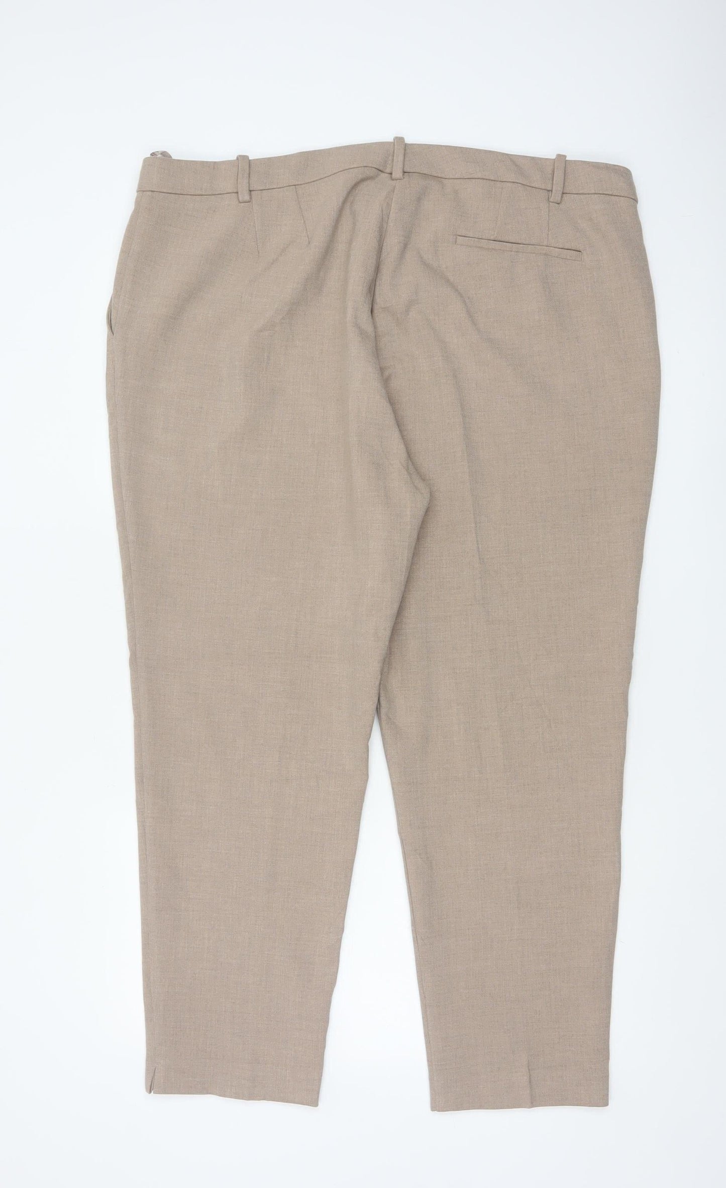 Marks and Spencer Women Beige Regular Length Straight Trousers Size 22