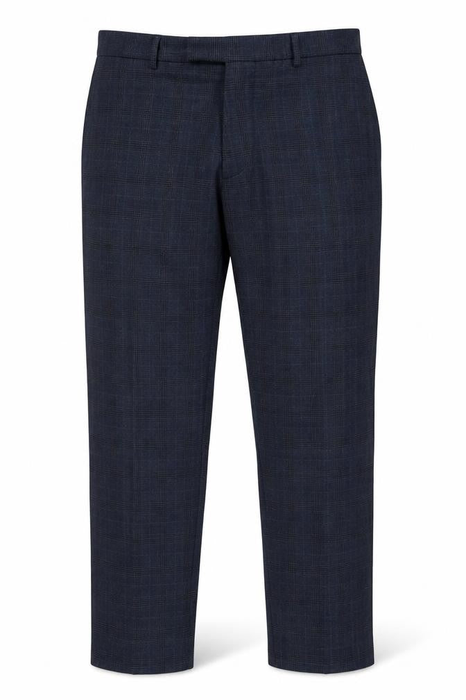 Marks & Spencer Men's Blue Check Regular Fit Dress Trousers 42W 31L