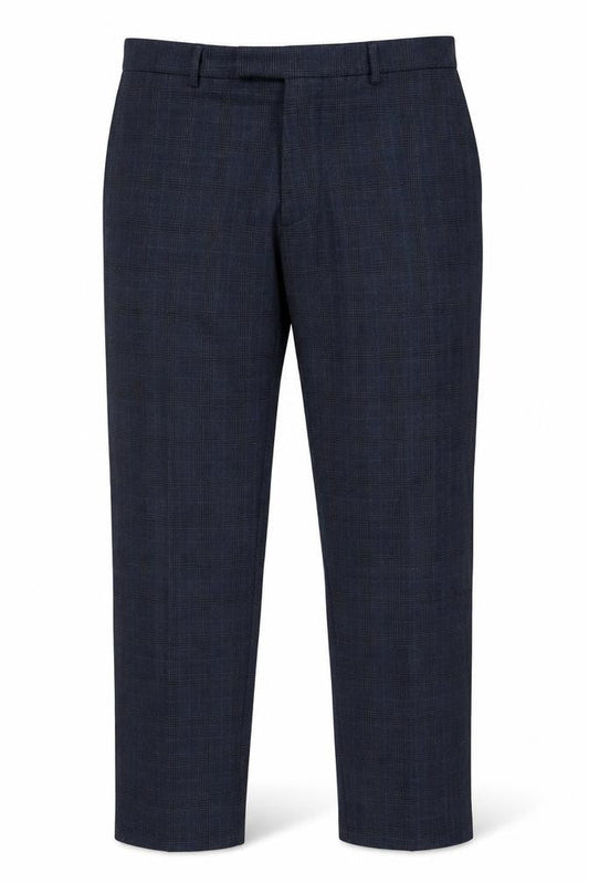 Marks & Spencer Men's Blue Check Regular Fit Dress Trousers 42W 31L