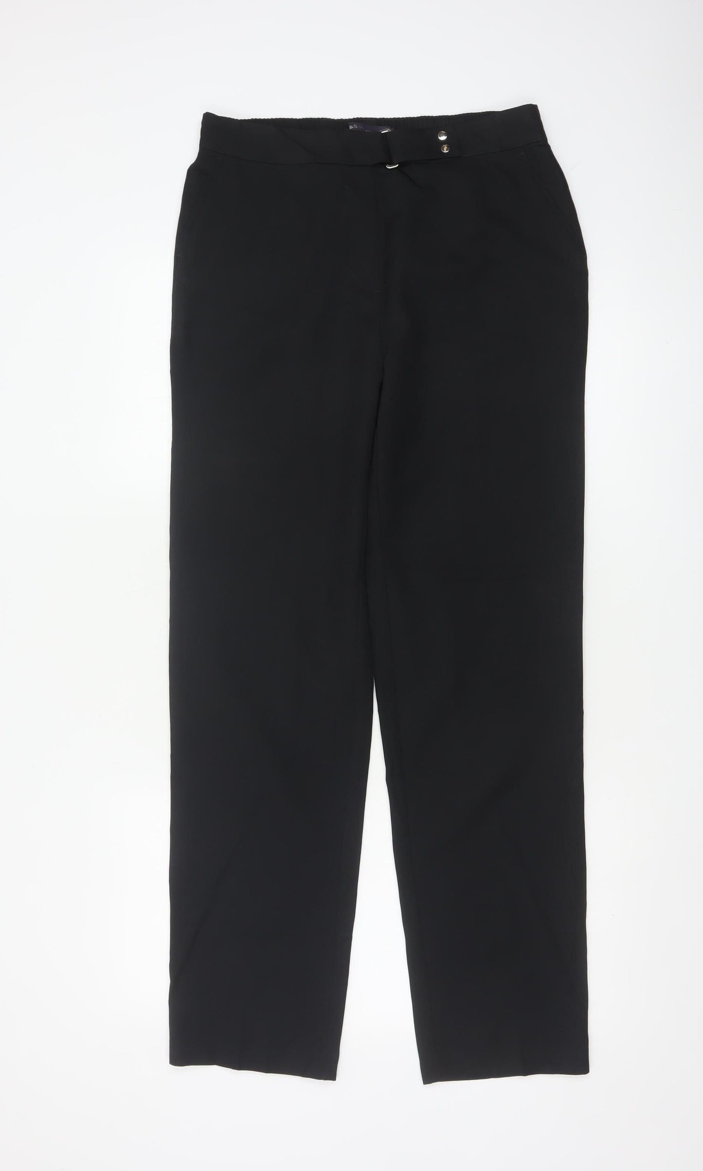 Marks and Spencer Women's Black Size 10 Straight Leg Regular Trousers