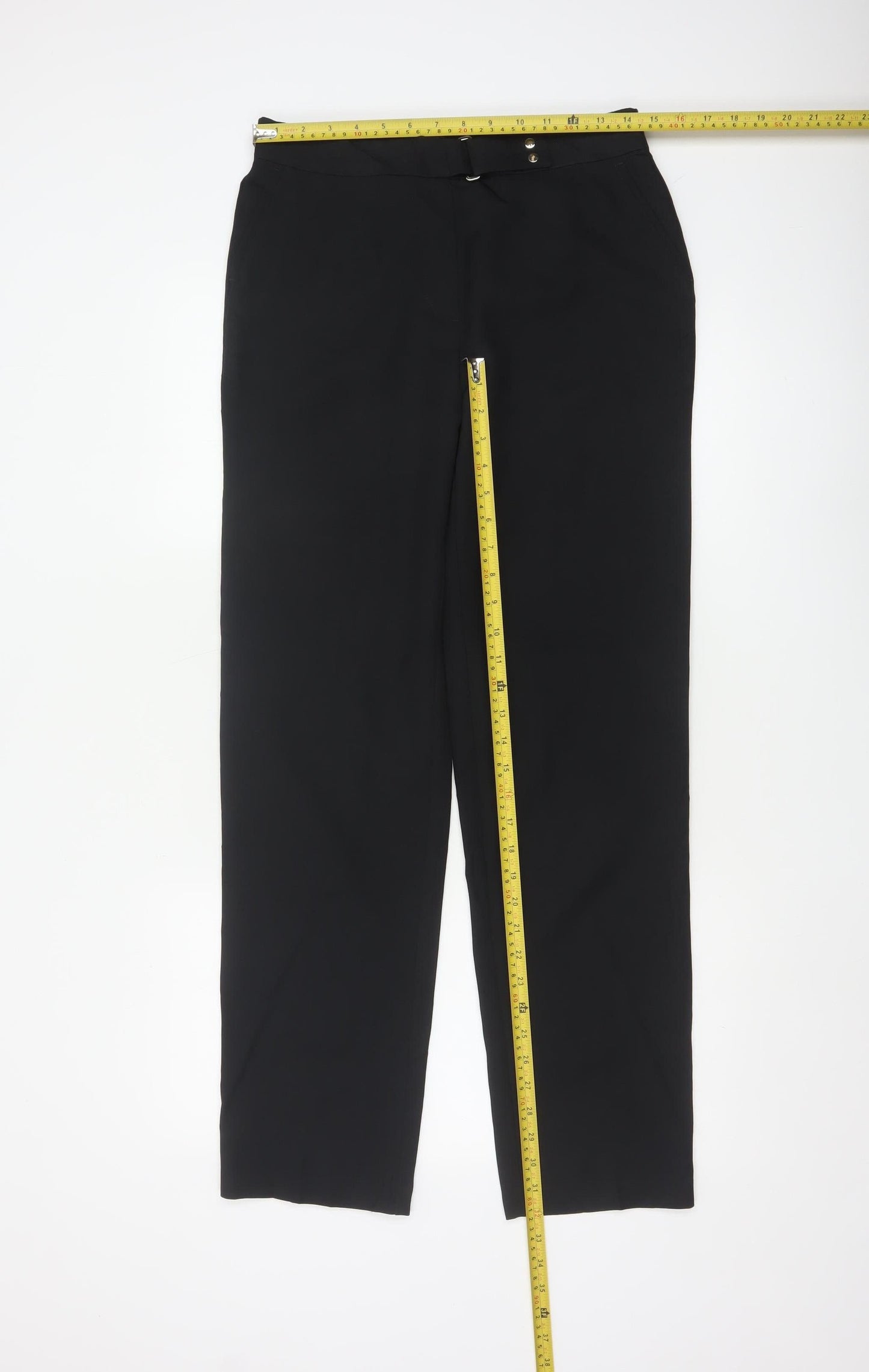 Marks and Spencer Women's Black Size 10 Straight Leg Regular Trousers