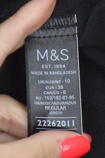 Marks and Spencer Women's Black Size 10 Straight Leg Regular Trousers