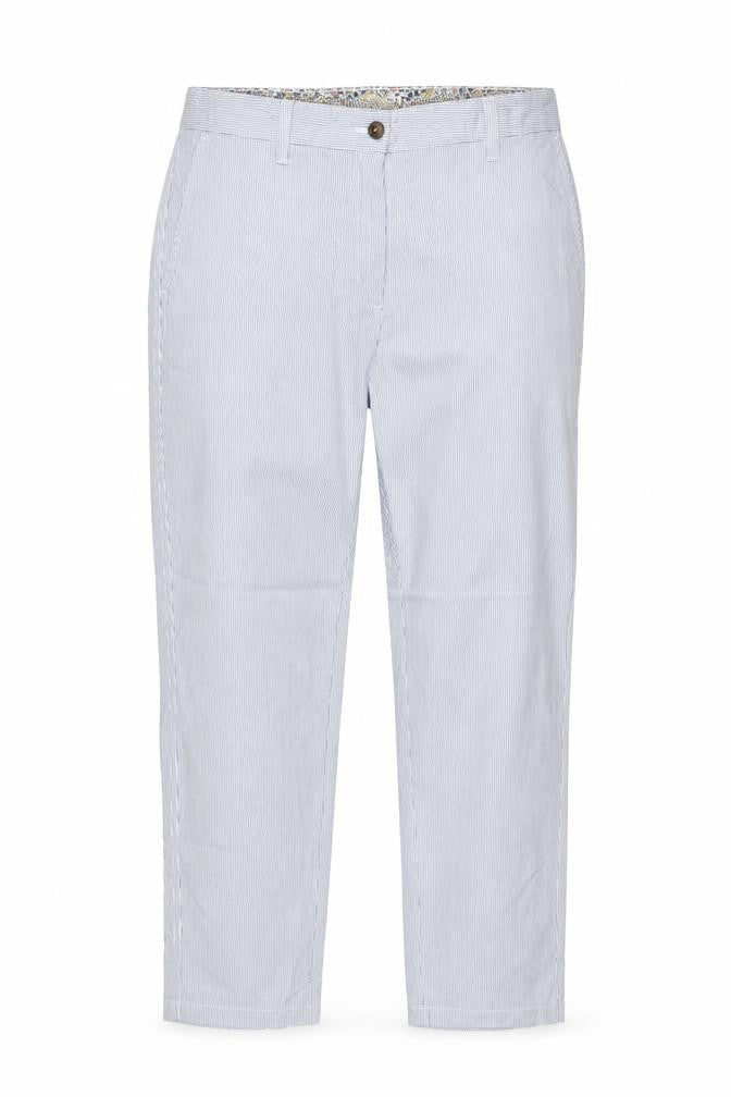 Marks & Spencer Women Blue Striped Chino Trousers Size 12 Regular