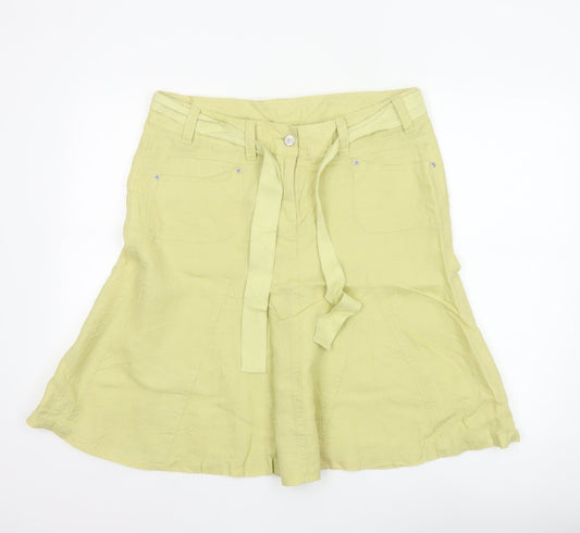 Marks and Spencer Women’s Lime Green Linen A-Line Knee Length Skirt UK 14