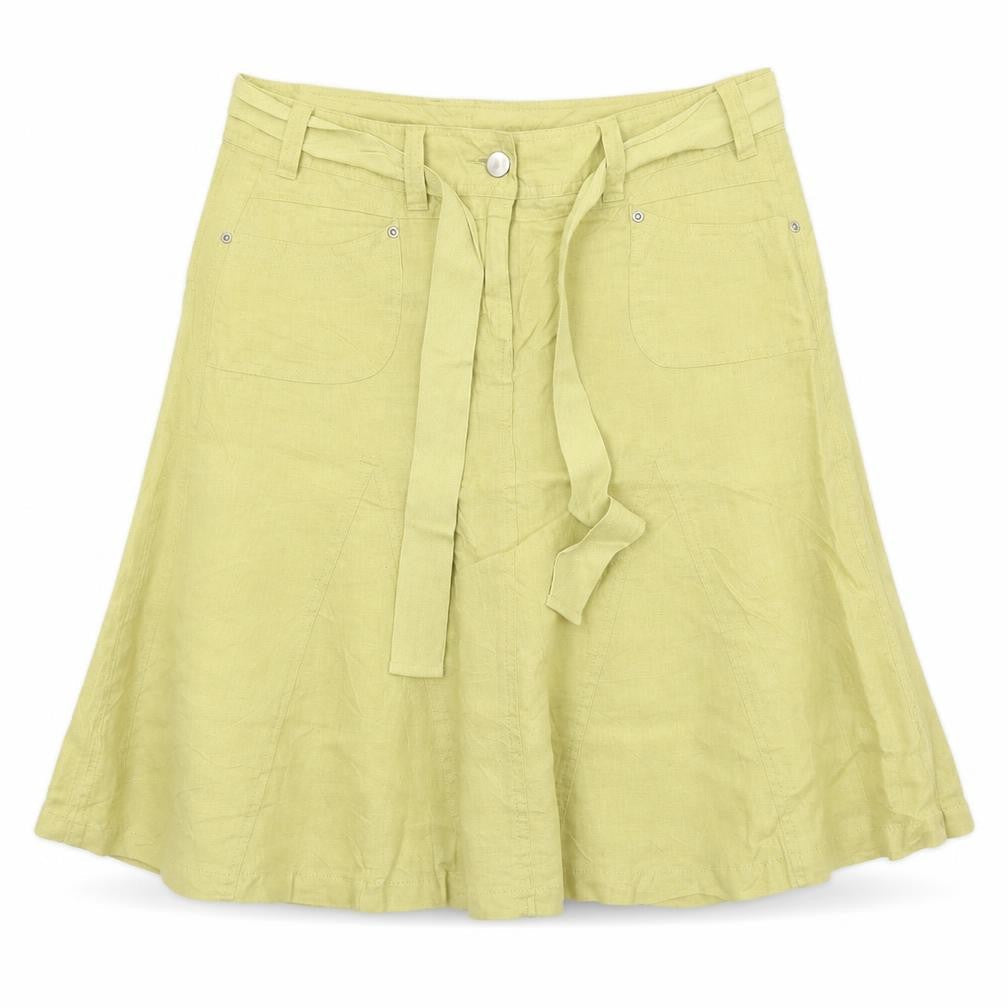 Marks & Spencer Women’s Lime Green Linen A-Line Knee Length Skirt UK 14