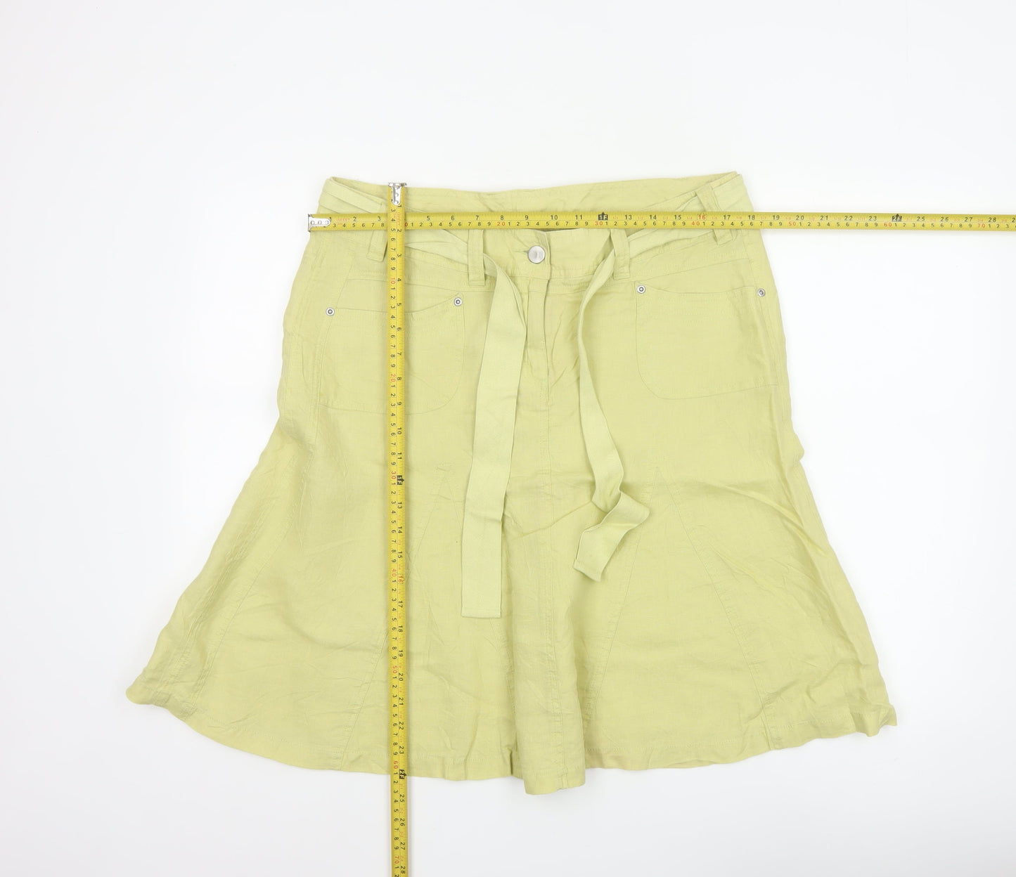 Marks and Spencer Women’s Lime Green Linen A-Line Knee Length Skirt UK 14