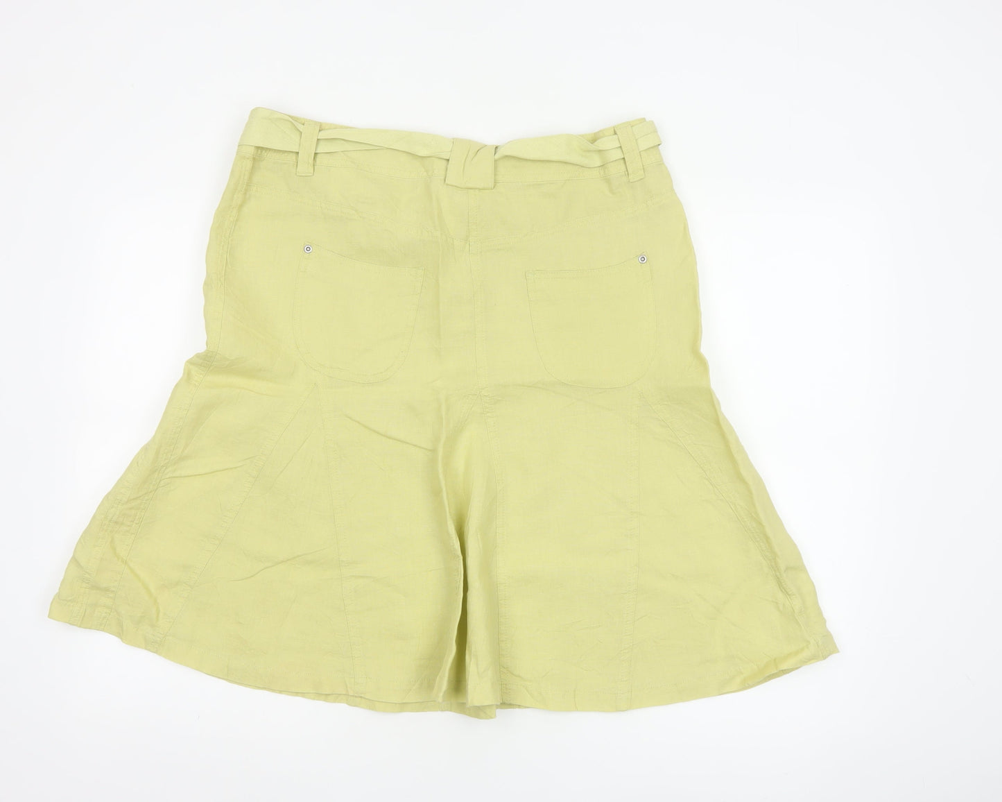 Marks and Spencer Women’s Lime Green Linen A-Line Knee Length Skirt UK 14