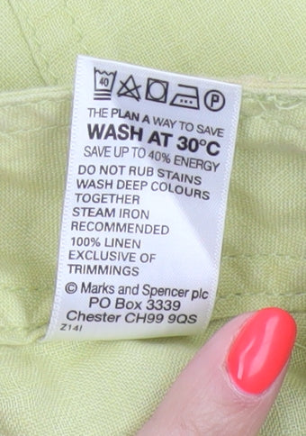 Marks and Spencer Women’s Lime Green Linen A-Line Knee Length Skirt UK 14