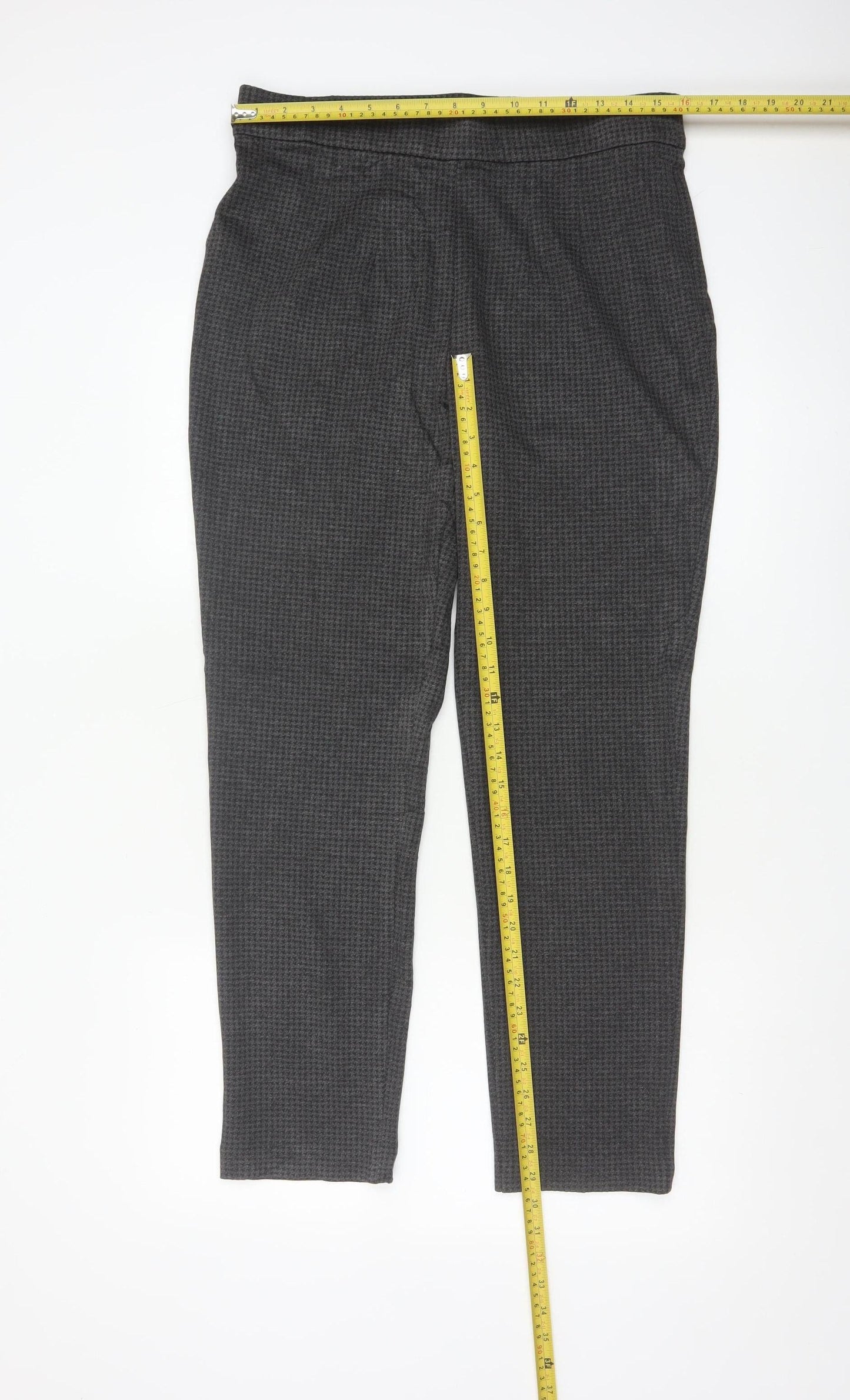 Marks and Spencer Women’s Grey Houndstooth Tall Slim Trousers Size 14