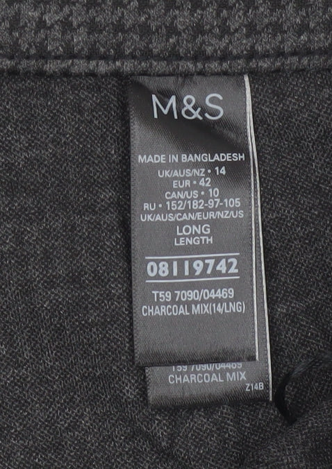Marks and Spencer Women’s Grey Houndstooth Tall Slim Trousers Size 14