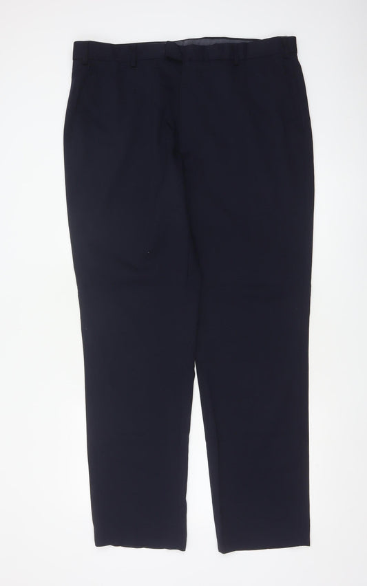 Marks and Spencer Men's Blue Regular Fit Dress Pants 40x33