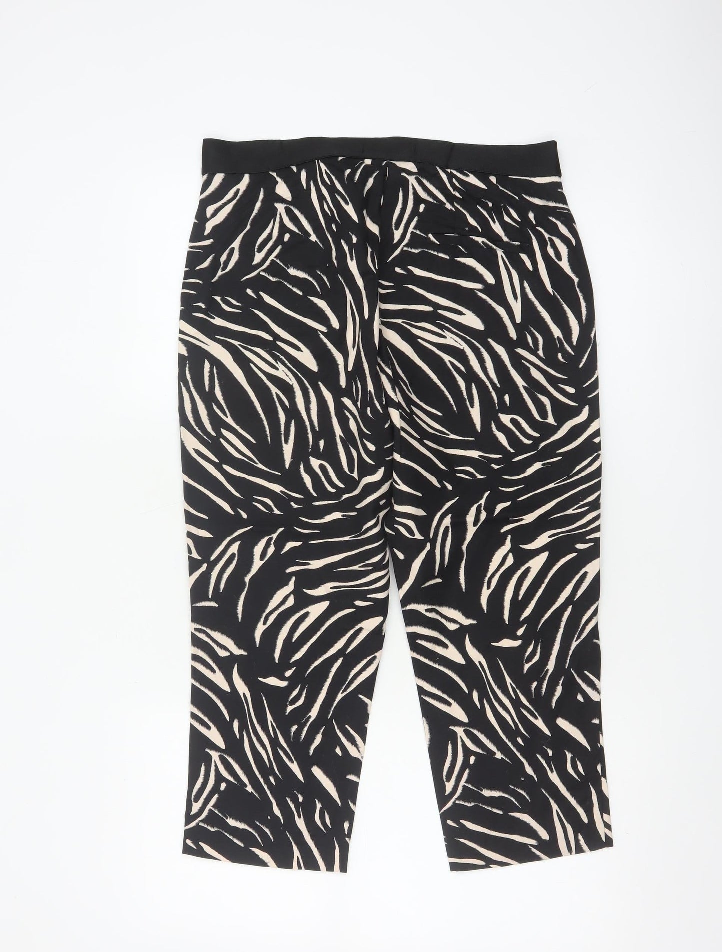 Marks and Spencer Women’s Black Animal Print Cropped Trousers Size 12