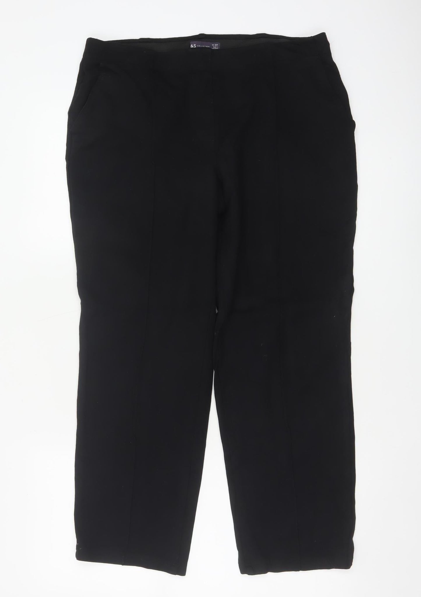 Marks and Spencer Women’s Black Size 14 Straight Leg Stretch Trousers