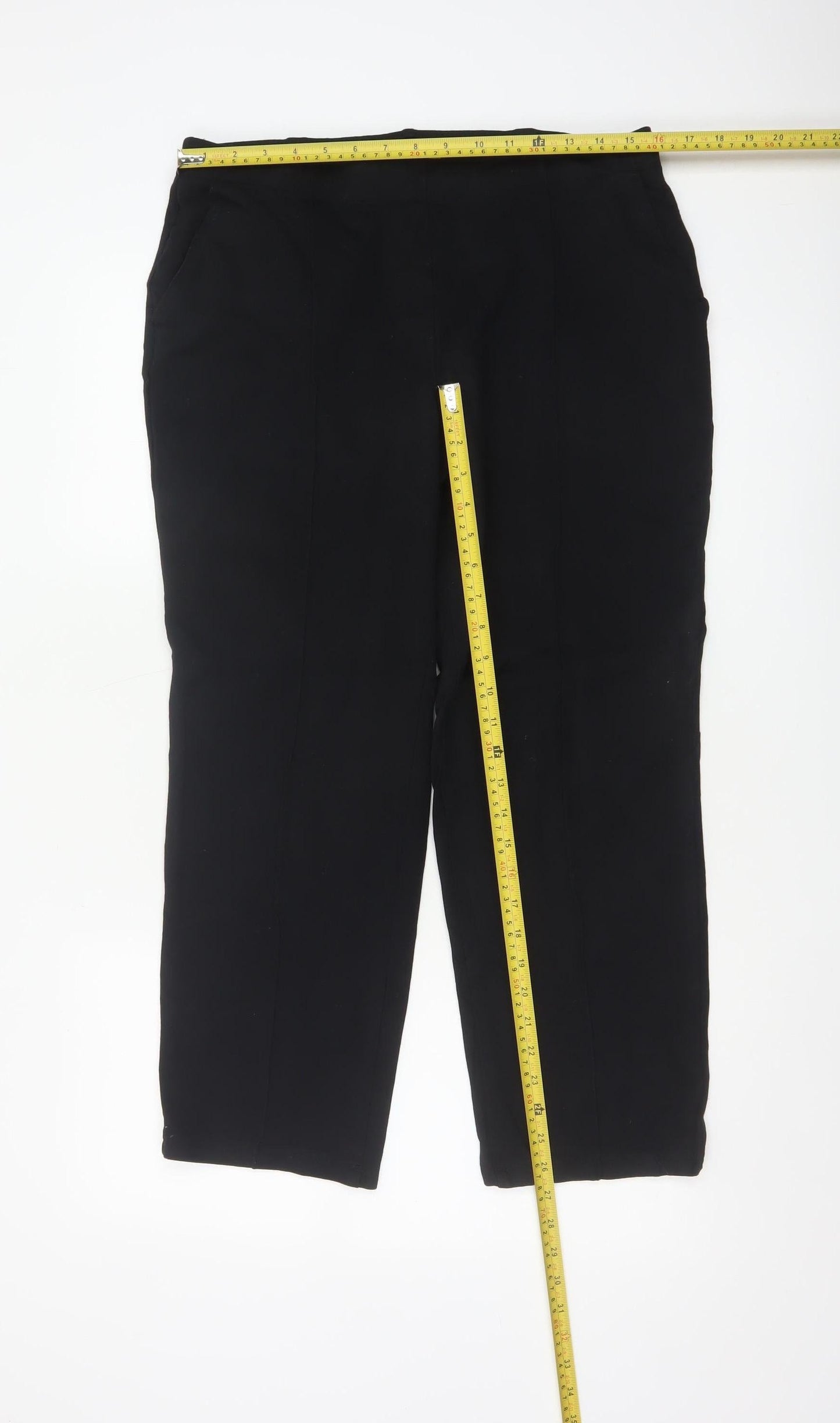 Marks and Spencer Women’s Black Size 14 Straight Leg Stretch Trousers