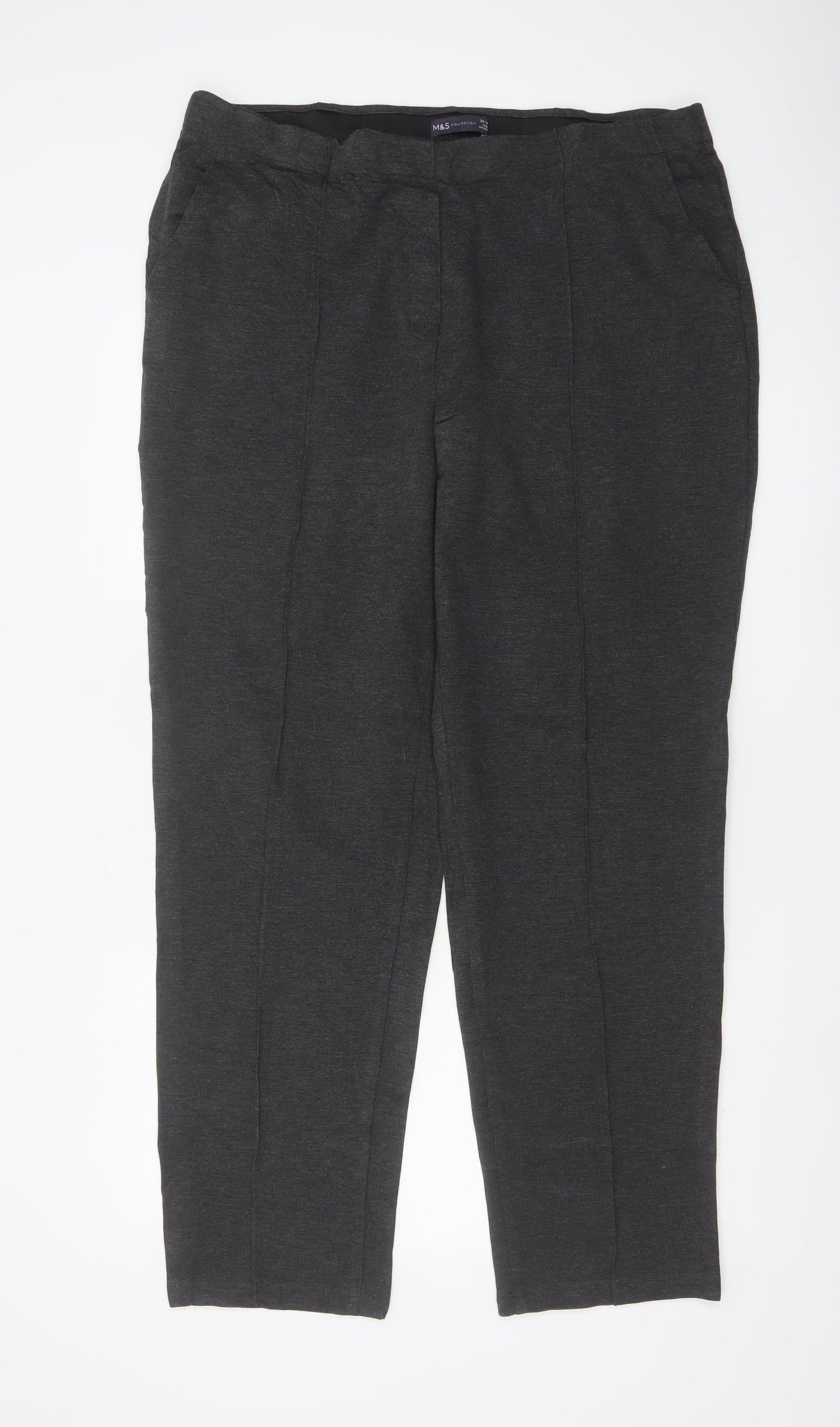 Marks and Spencer Women's Grey Stretch Straight Jersey Trousers Size 20