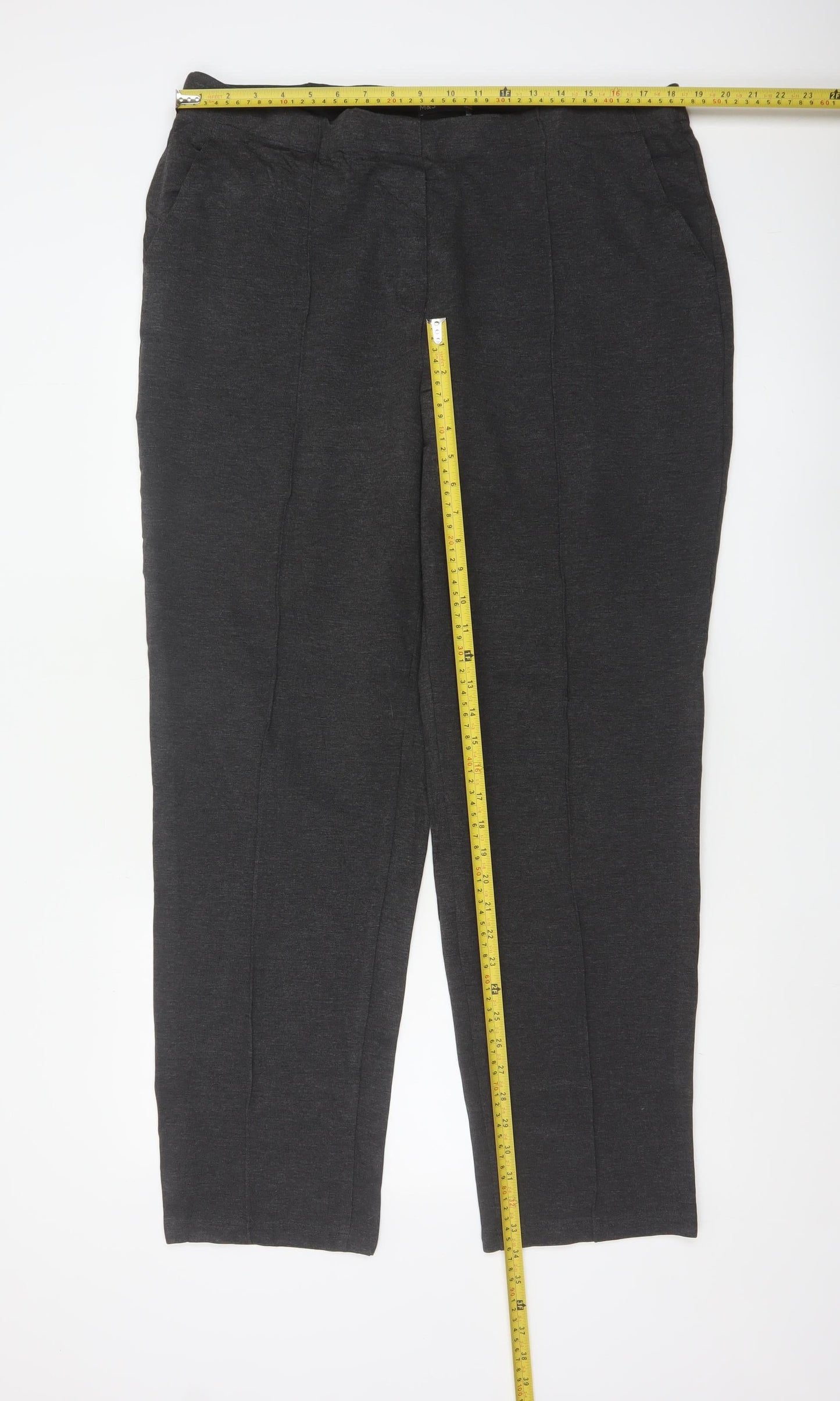 Marks and Spencer Women's Grey Stretch Straight Jersey Trousers Size 20