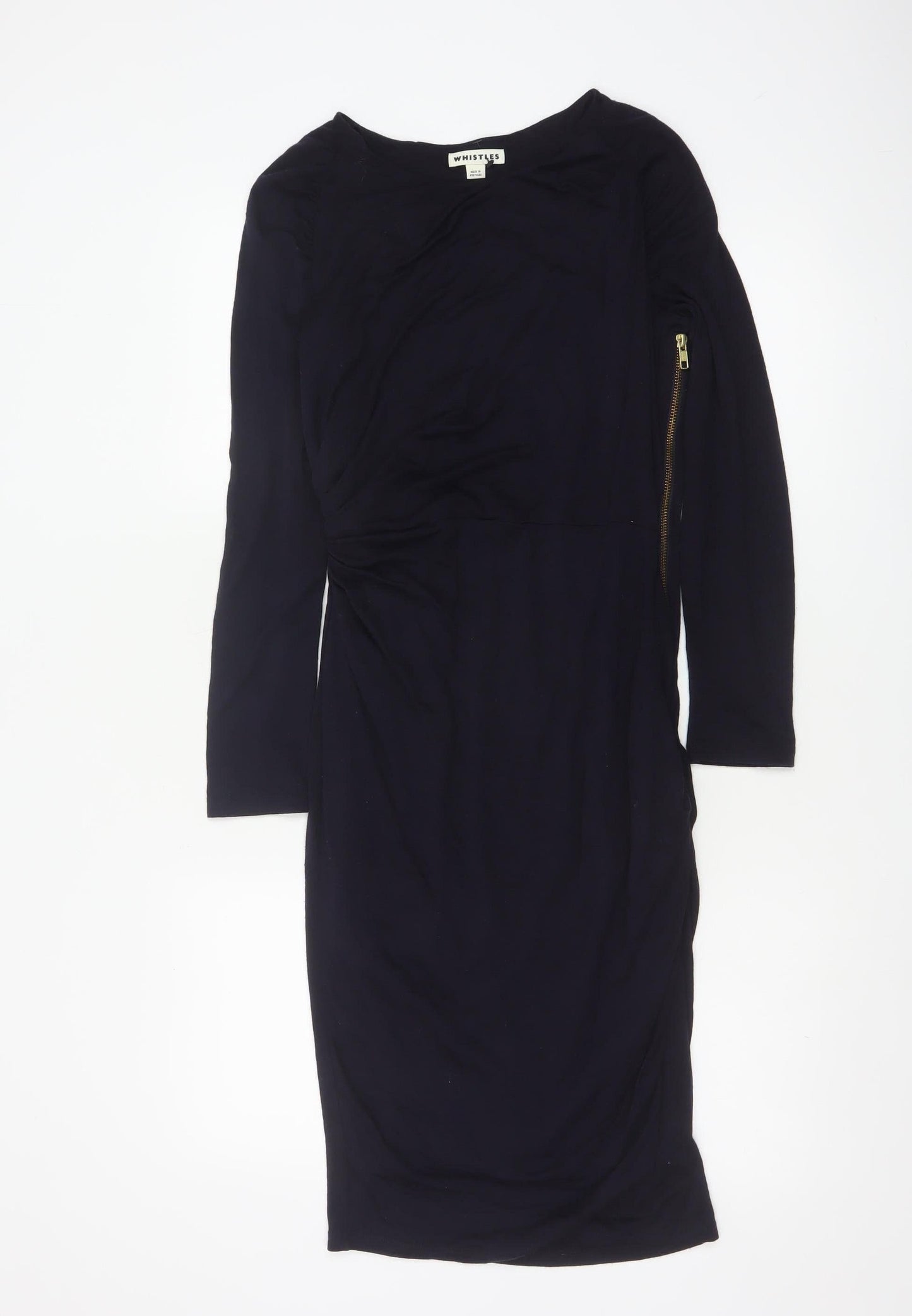 Whistles Women's Black Wool Blend Knee Length Sheath Dress Size 10