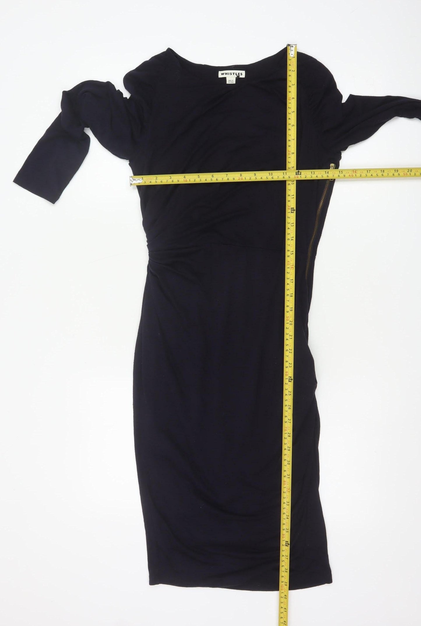 Whistles Women's Black Wool Blend Knee Length Sheath Dress Size 10