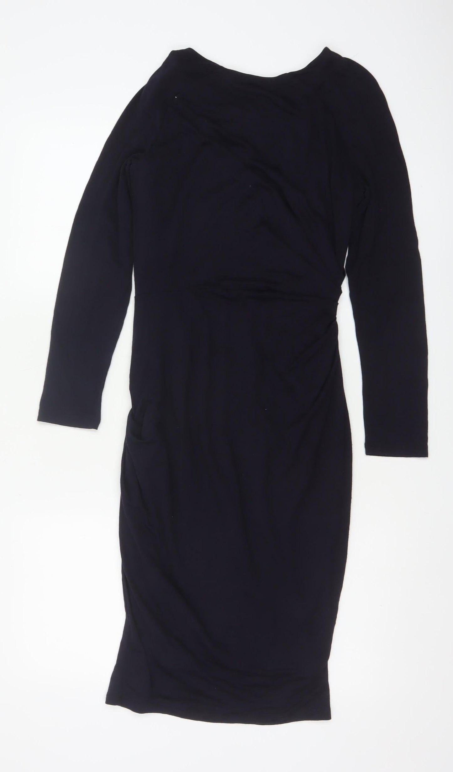 Whistles Women's Black Wool Blend Knee Length Sheath Dress Size 10