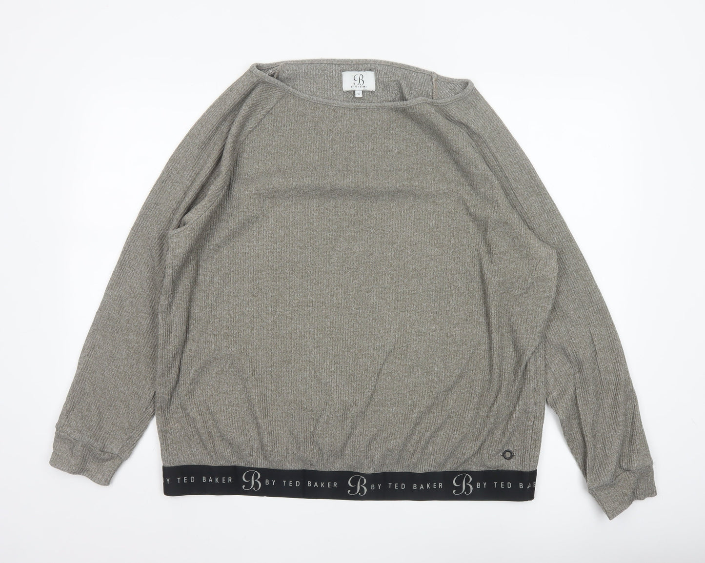 Ted Baker Women’s Grey Knit Jersey Long Sleeve Top Size 18