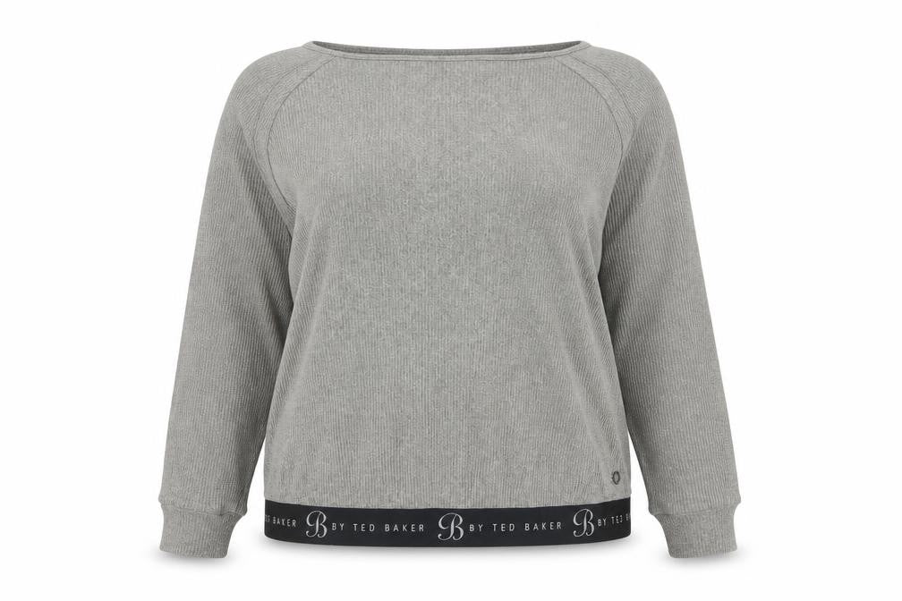 Ted Baker Women’s Grey Knit Jersey Long Sleeve Top Size 18