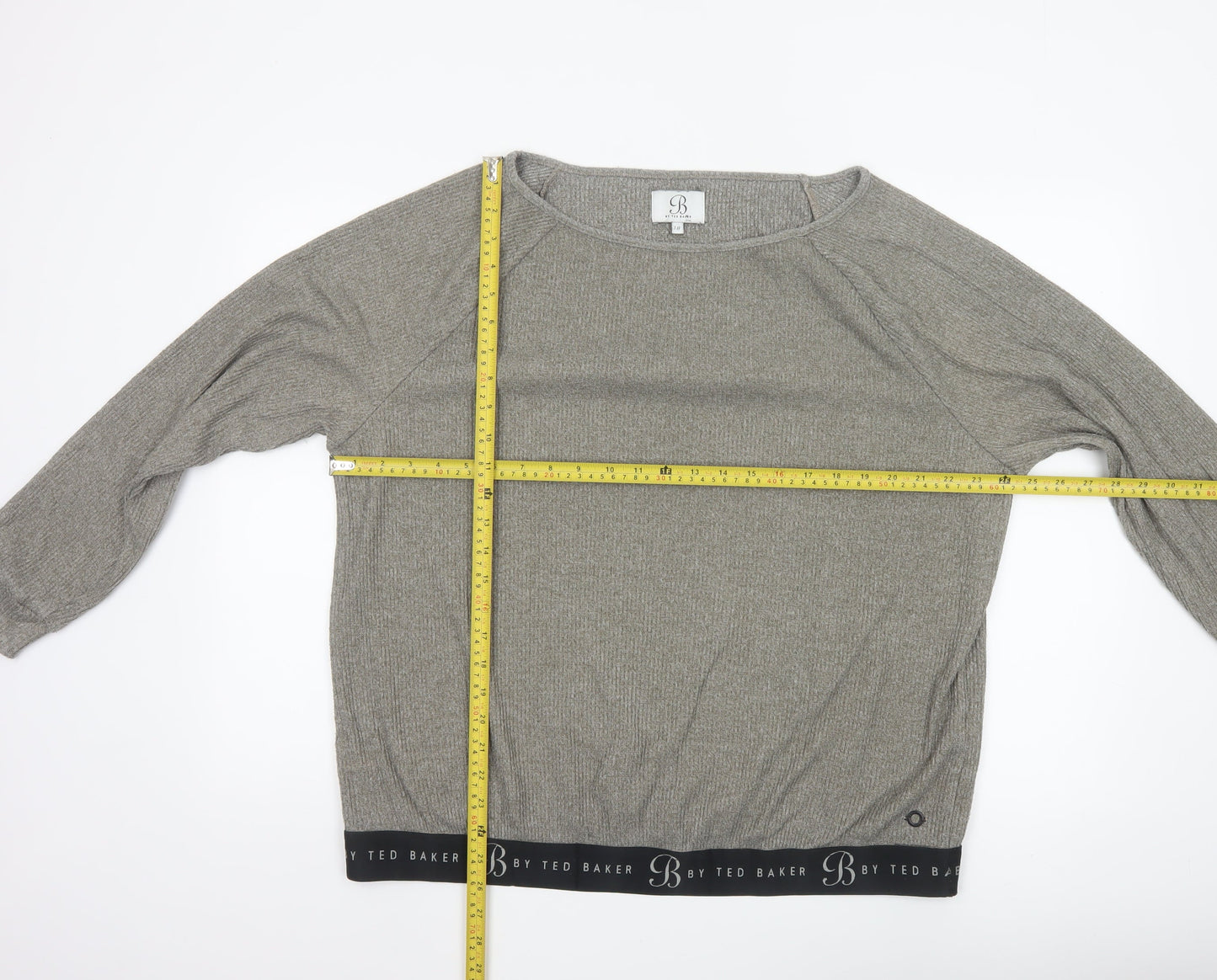 Ted Baker Women’s Grey Knit Jersey Long Sleeve Top Size 18