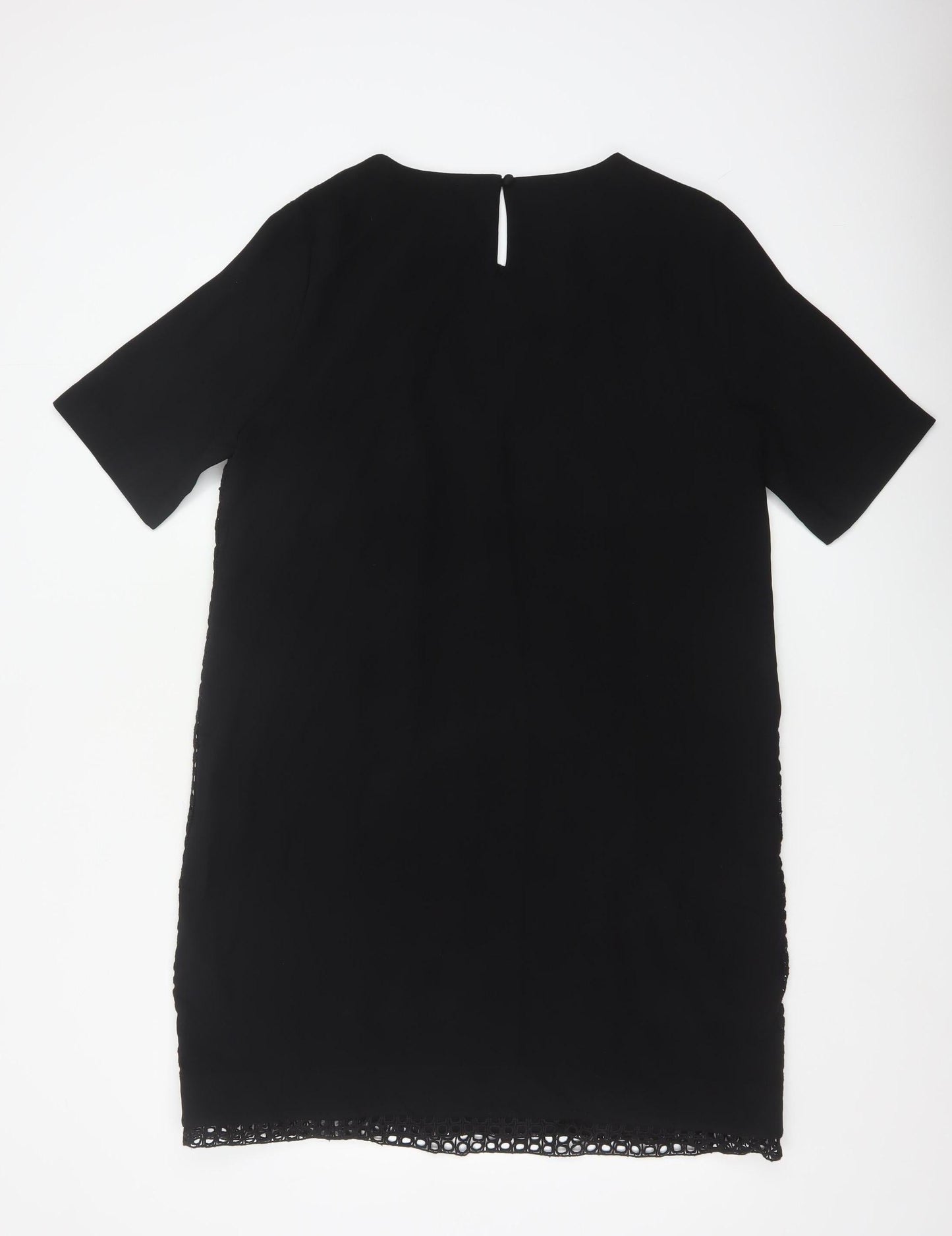 CC Women Black Size 16 Shift Lace Trim Knee Length Dress