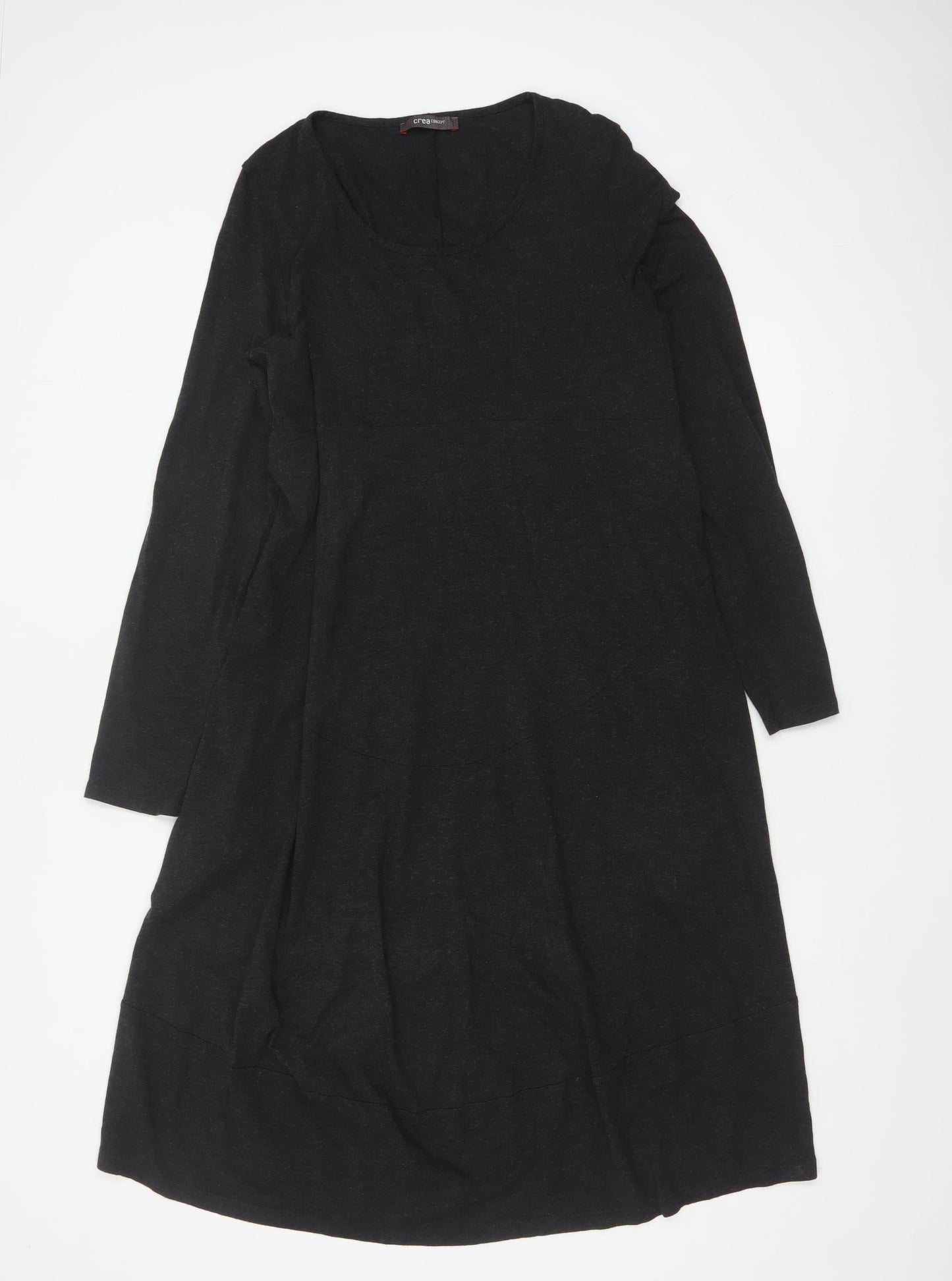 Crea Concept Women’s Black Jersey Shift Dress Size 12 Long Sleeve