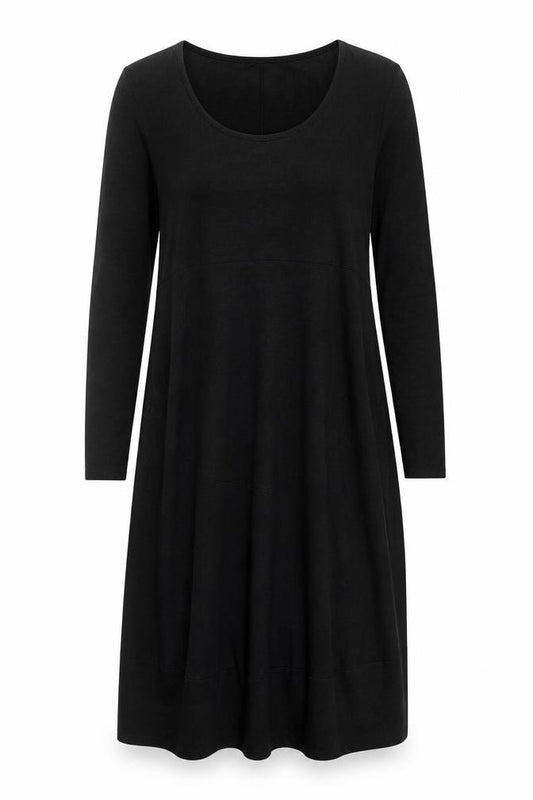 Crea Concept Women’s Black Jersey Shift Dress Size 12 Long Sleeve