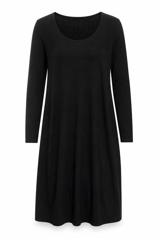 Crea Concept Women’s Black Jersey Shift Dress Size 12 Long Sleeve