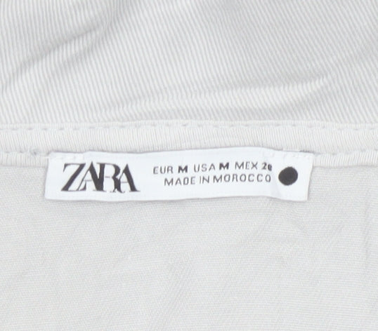 Zara Women Ivory Lyocell Collared Belted Long Sleeve Jumpsuit Size 12