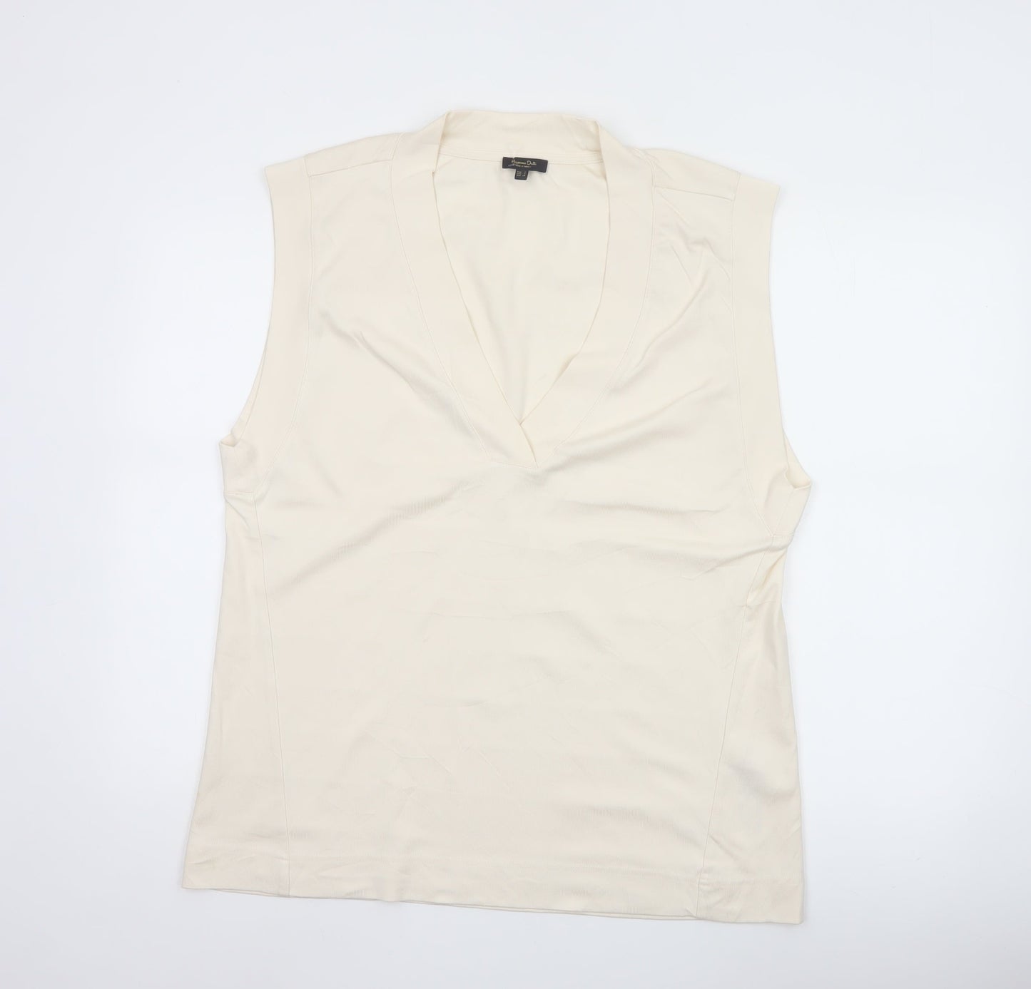 Massimo Dutti Women's Ivory Sleeveless V-Neck Blouse Size S