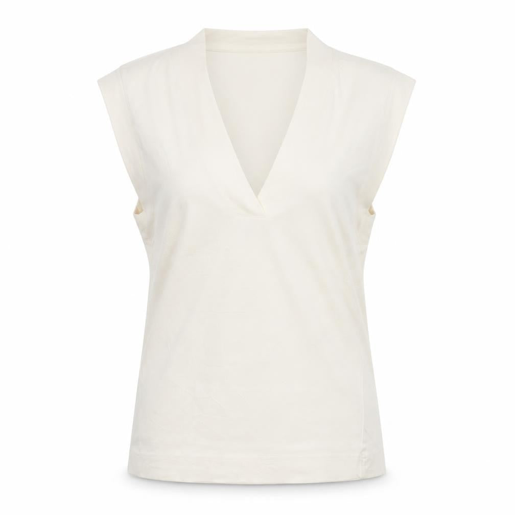 Massimo Dutti Women's Ivory Sleeveless V-Neck Blouse Size S