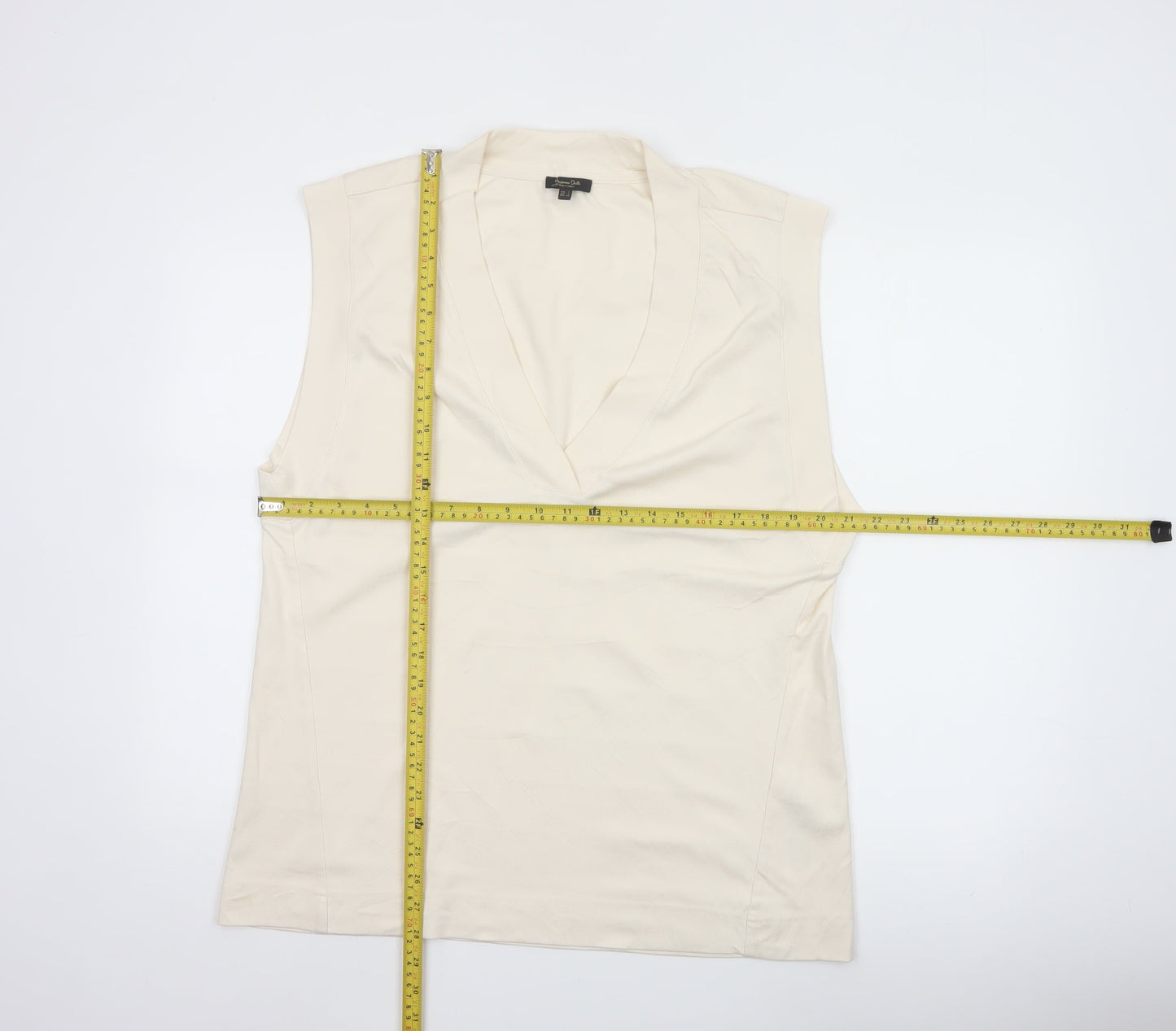 Massimo Dutti Women's Ivory Sleeveless V-Neck Blouse Size S
