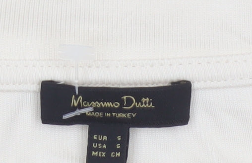 Massimo Dutti Women's Ivory Sleeveless V-Neck Blouse Size S