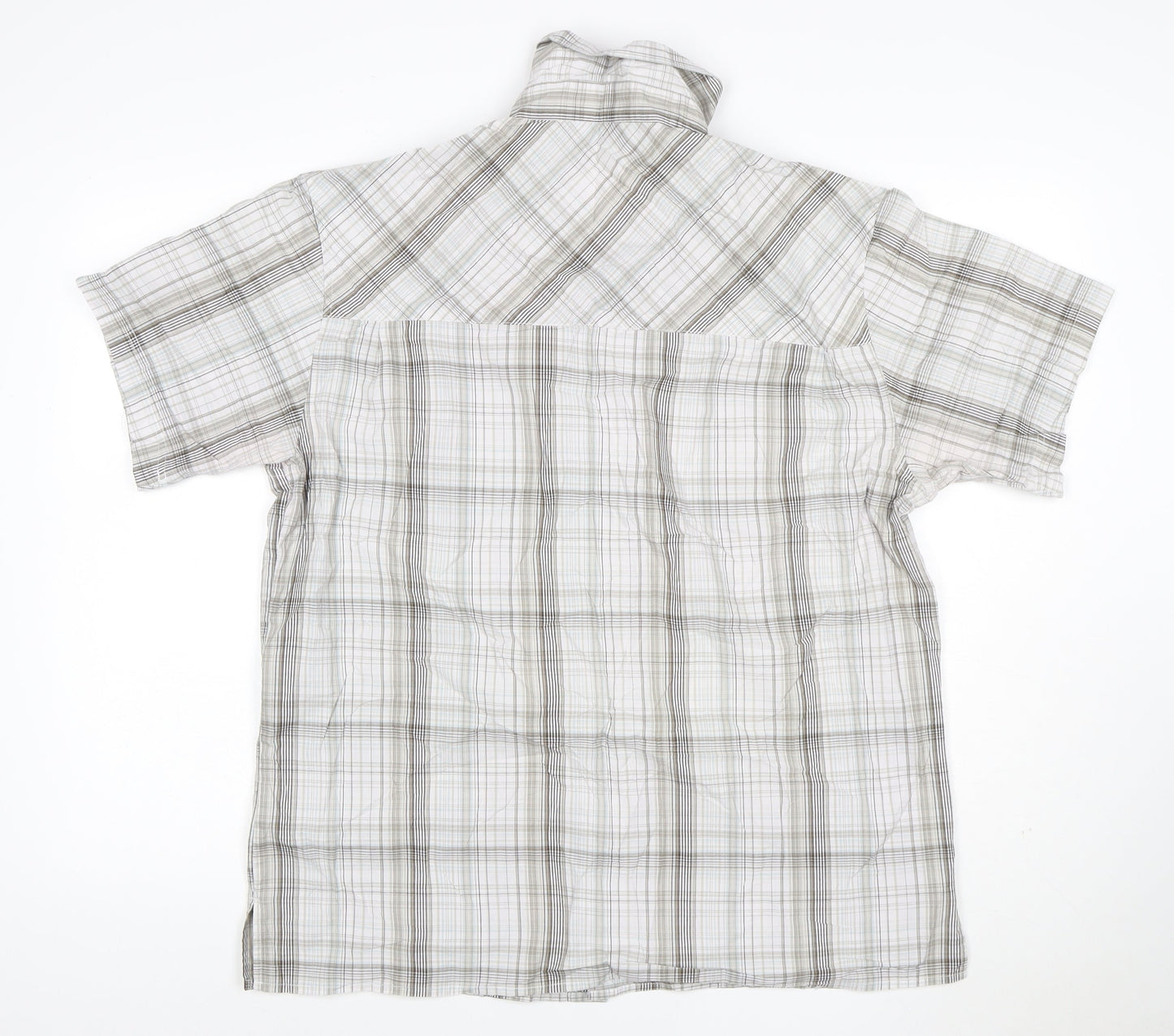 Craghoppers Men's Grey Check Short Sleeve Button-Up Shirt L