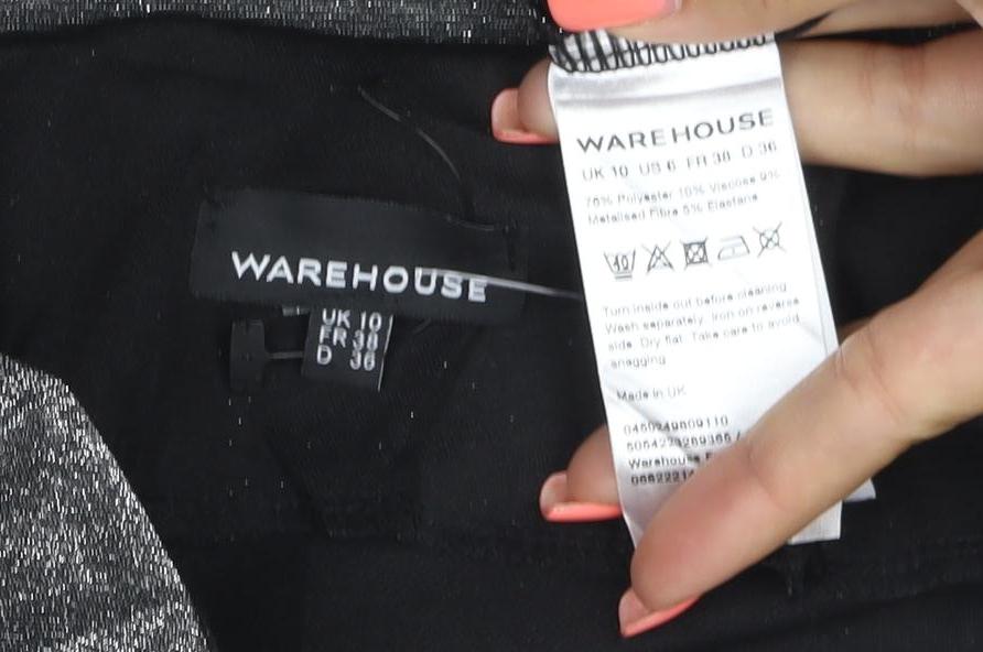 Warehouse Women’s Silver One Shoulder Midi Bodycon Dress Size 10