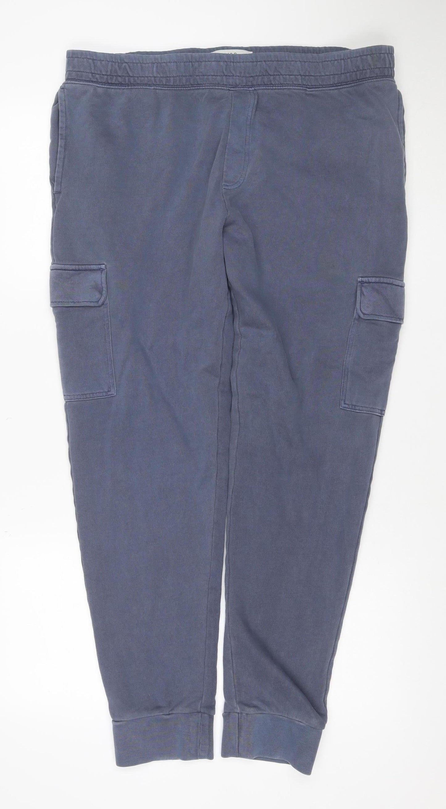 Marks and Spencer Men's Blue Regular Fit Jogger Trousers L