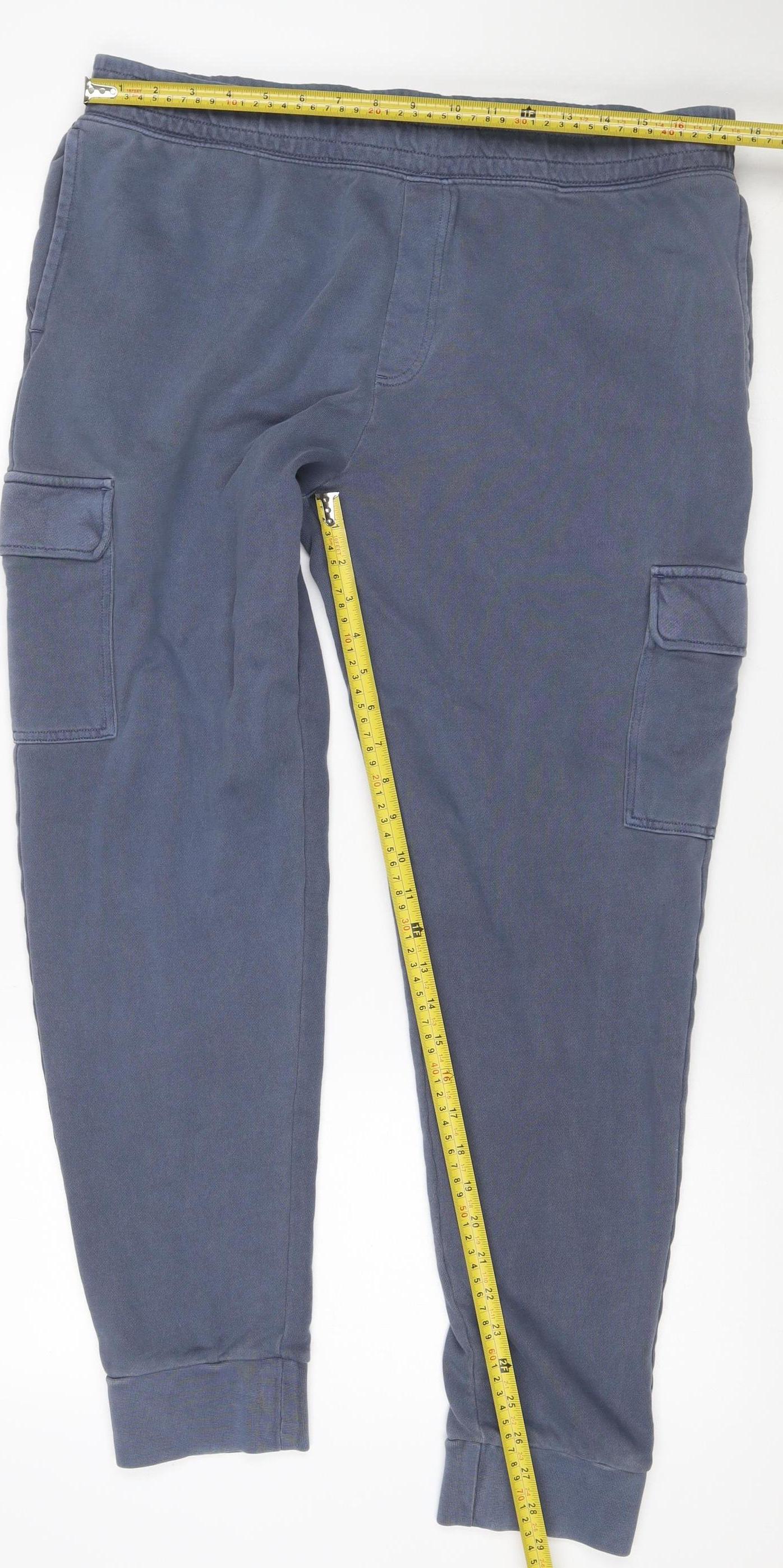 Marks and Spencer Men's Blue Regular Fit Jogger Trousers L