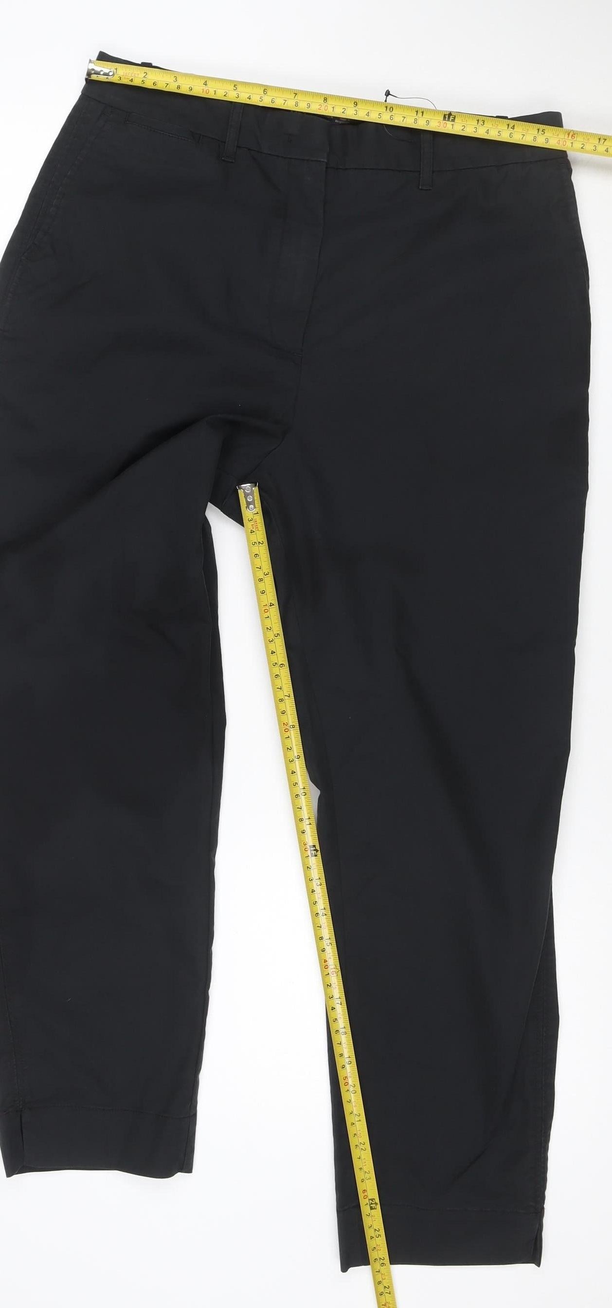 Marks and Spencer Women’s Black Size 14 Straight Leg Stretch Trousers