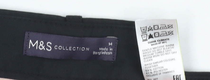 Marks and Spencer Women’s Black Size 14 Straight Leg Stretch Trousers