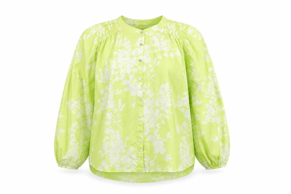 Marks & Spencer Women's Green Floral Long Sleeve Blouse Size 14