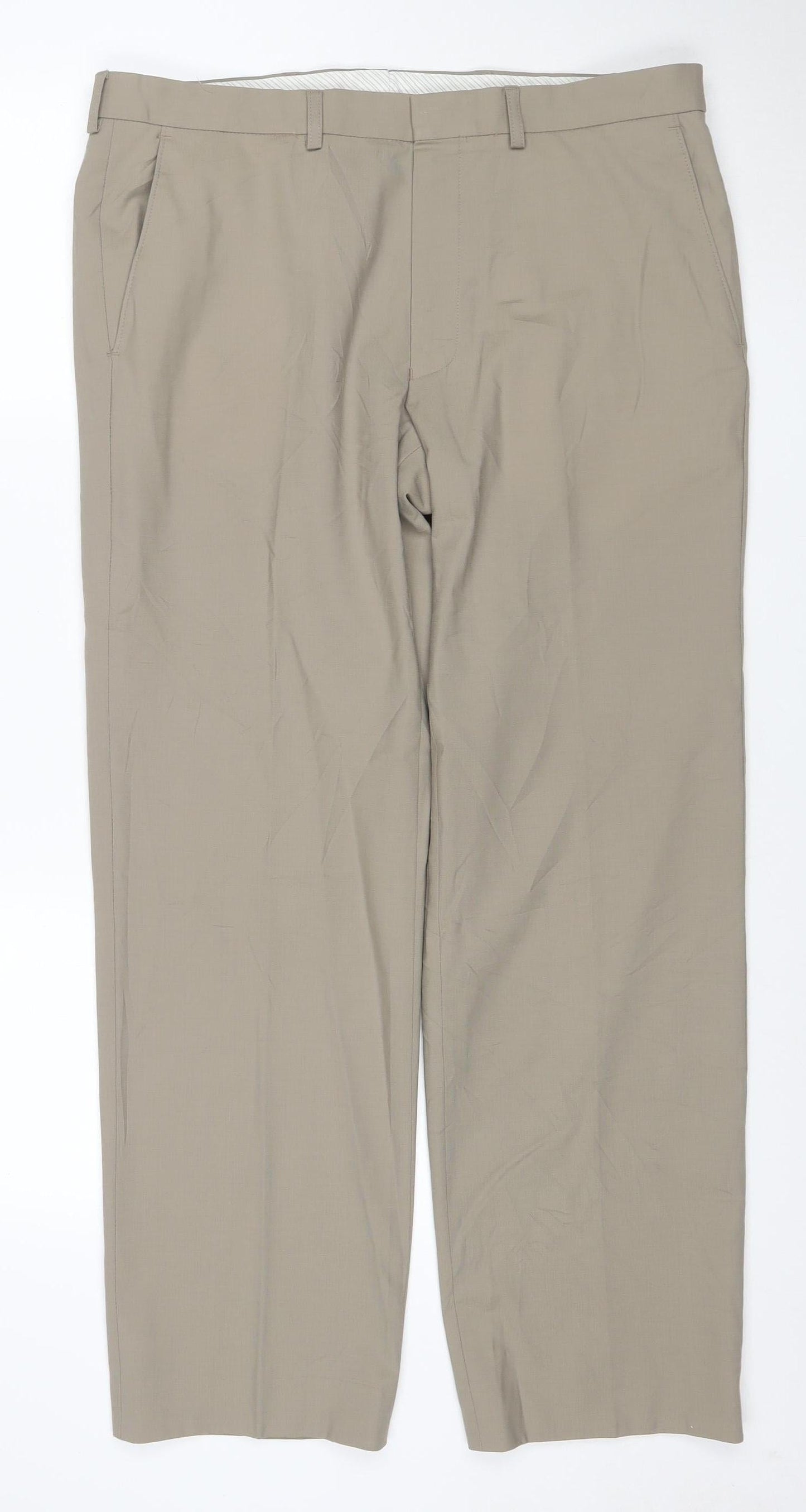 Marks and Spencer Men's Beige Wool Blend Dress Pants 34W 31L